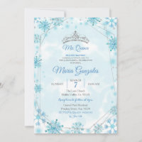 Geometric & Blue Snowflakes Sweet 15th Birthday
