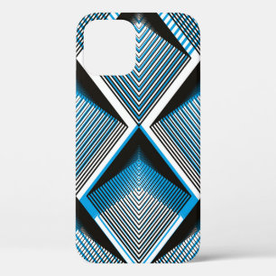 Geometric blue stripy overlay seamless pattern, br iPhone 12 case