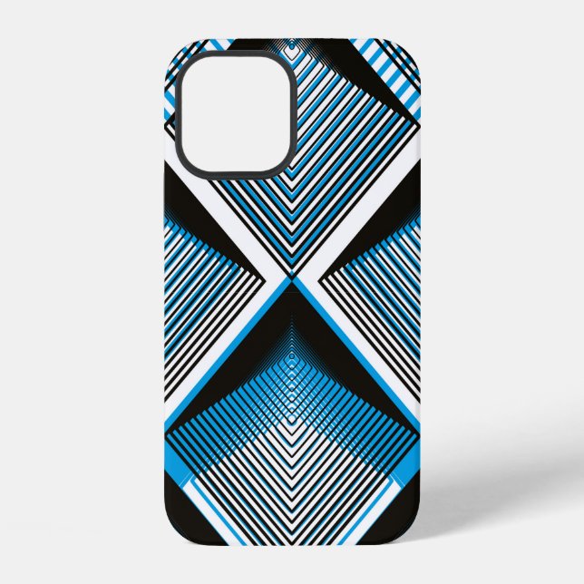 Geometric blue stripy overlay seamless pattern, br iPhone case (Back)