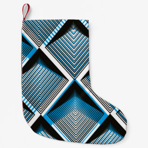 Geometric blue stripy overlay seamless pattern, br small christmas stocking