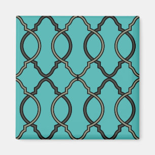 Geometric Blue Trellis Moroccan Magnet