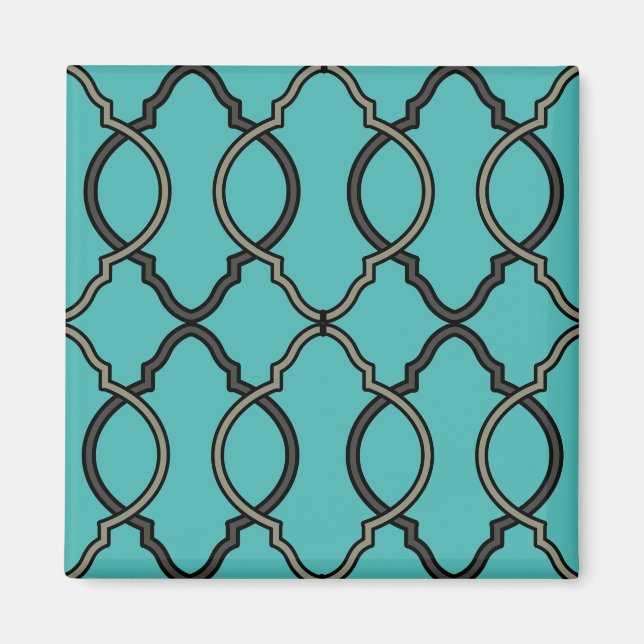 Geometric Blue Trellis Moroccan Magnet (Front)
