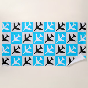Geometric Blue White Aviation Jets Aeroplane Beach Towel
