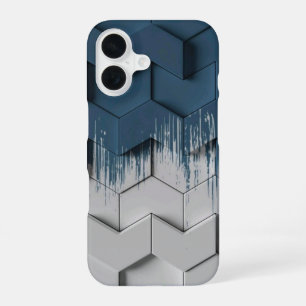 Geometric Blue & White Chevron Hexagon Phone Case