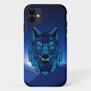 Geometric Blue Wolf  iPhone 11 Case