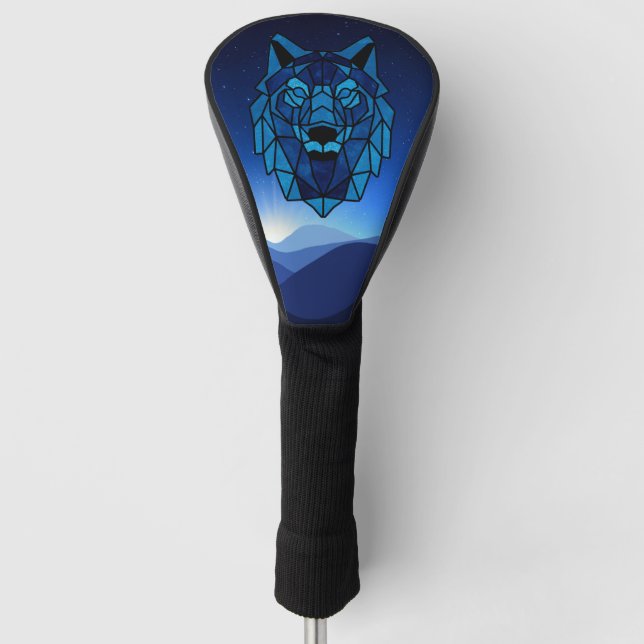 Geometric Blue Wolf  Golf Head Cover (Front)