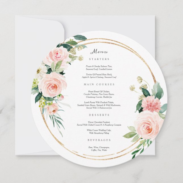 Geometric Blush Circle Menu Card (Front)