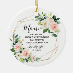 Geometric Blush Floral Mother of the Bride Ceramic Ornament
