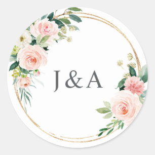 Geometric Blush Monogram Sticker Tag