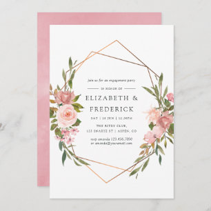 Geometric Blush Pink & Rose Gold Engagement Party Invitation