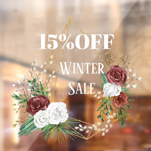 geometric boho burgundy floral wreath winter sale