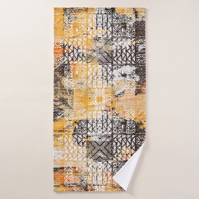 Geometric Boho Tribal Distressed Pattern Bath Towel (Bath Towel)