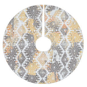 Geometric Boho Tribal: Distressed Pattern. Brushed Polyester Tree Skirt