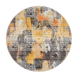 Geometric Boho Tribal Distressed Pattern Cutting Board