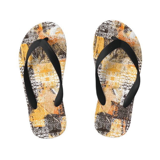 Geometric Boho Tribal Distressed Pattern Kid's Thongs (Footbed)