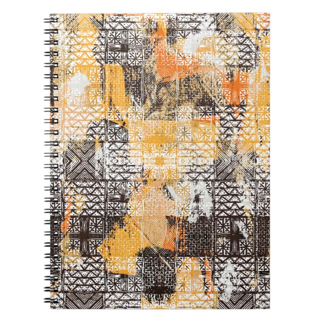 Geometric Boho Tribal Distressed Pattern Notebook (Front)