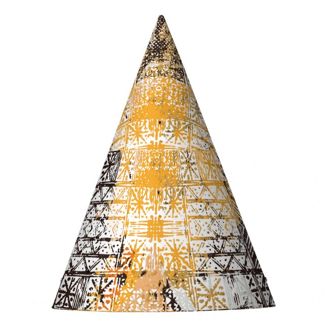 Geometric Boho Tribal Distressed Pattern Party Hat (Front)