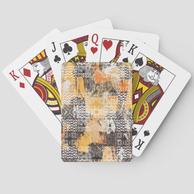 Geometric Boho Tribal Distressed Pattern Playing Cards (Back)
