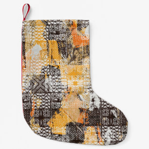 Geometric Boho Tribal Distressed Pattern Small Christmas Stocking
