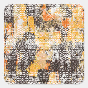 Geometric Boho Tribal Distressed Pattern Square Sticker