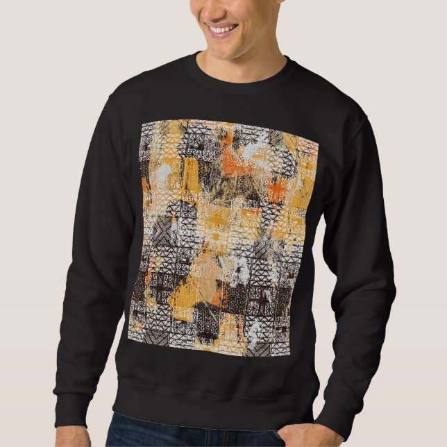 Geometric Boho Tribal Distressed Pattern Sweatshirt (Front)