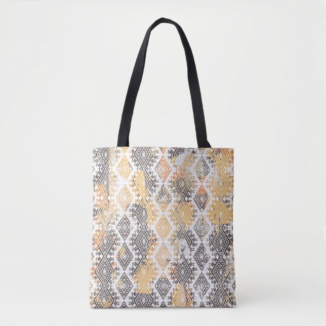 Geometric Boho Tribal: Distressed Pattern. Tote Bag (Front)
