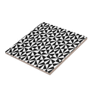 Geometric Bold Retro Funky Black White Tile