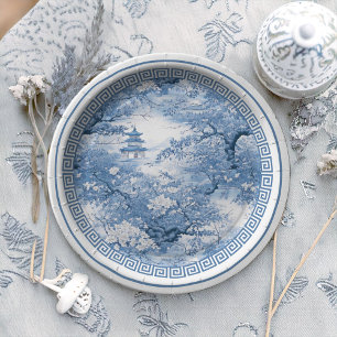 Geometric Border Chinoiserie Pattern ID1094 Paper Plate