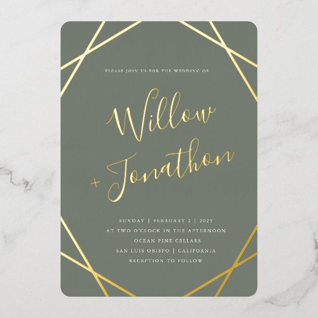 Geometric Border Foil Invitation (Front)