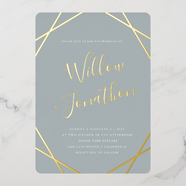 Geometric Border Foil Invitation (Front)