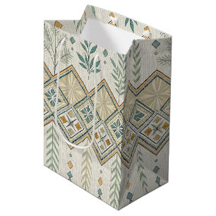 Geometric Botanical Folk Art Seamless Pattern Medium Gift Bag