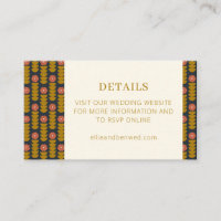 Geometric Botanical Gold Navy Wedding Website Encl