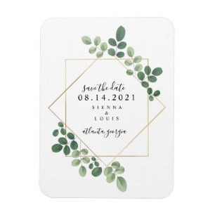 Geometric Botanical Wedding Save The Date Magnet
