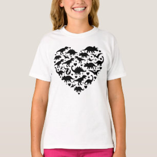 Geometric Brachiosaurus Dinosaur Heart Silhouette T-Shirt