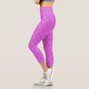 Geometric bright lilac art deco capri leggings
