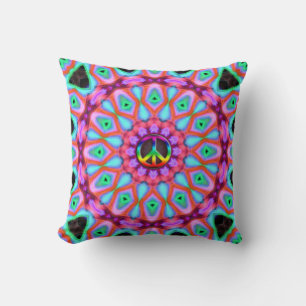 Geometric Brights Groovy Pink Blue Cushion