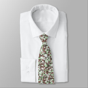 Geometric Brown and Mint Tie