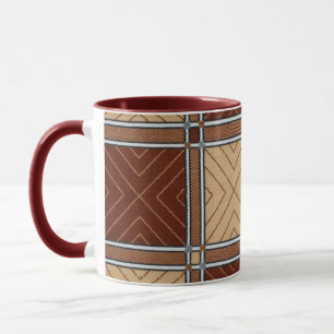 Geometric Brown and Tan Textile Ceramic Mug