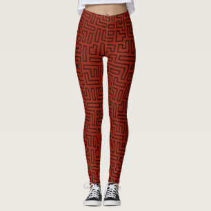 Geometric Brown Black Minimal Pattern Leggings