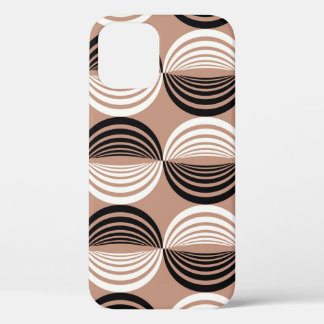Geometric Brown Circles Seamless Design iPhone 12 Case