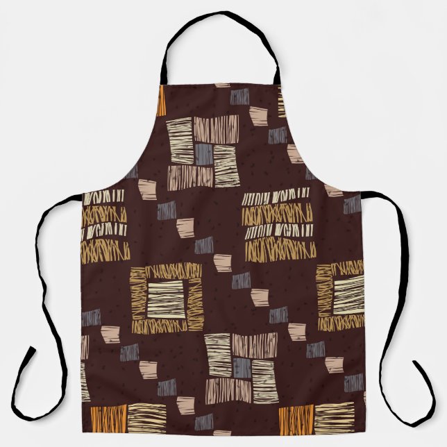 Geometric Brown Ethnic Tribal Background Apron (Front)