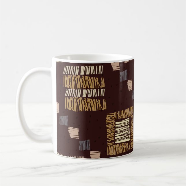 Geometric Brown Ethnic Tribal Background Coffee Mug (Left)