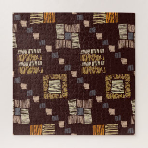 Geometric Brown Ethnic Tribal Background Jigsaw Puzzle