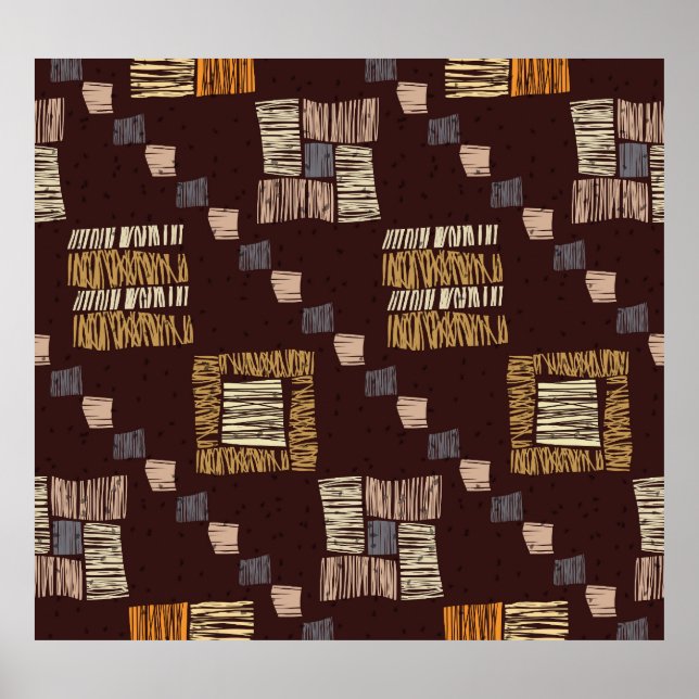 Geometric Brown Ethnic Tribal Background Poster (Front)