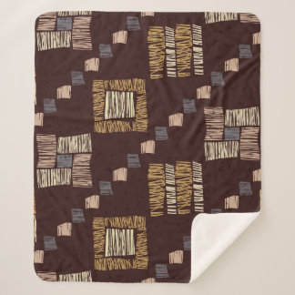 Geometric Brown Ethnic Tribal Background Sherpa Blanket