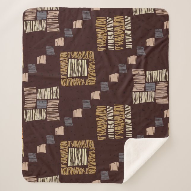 Geometric Brown Ethnic Tribal Background Sherpa Blanket (Front)