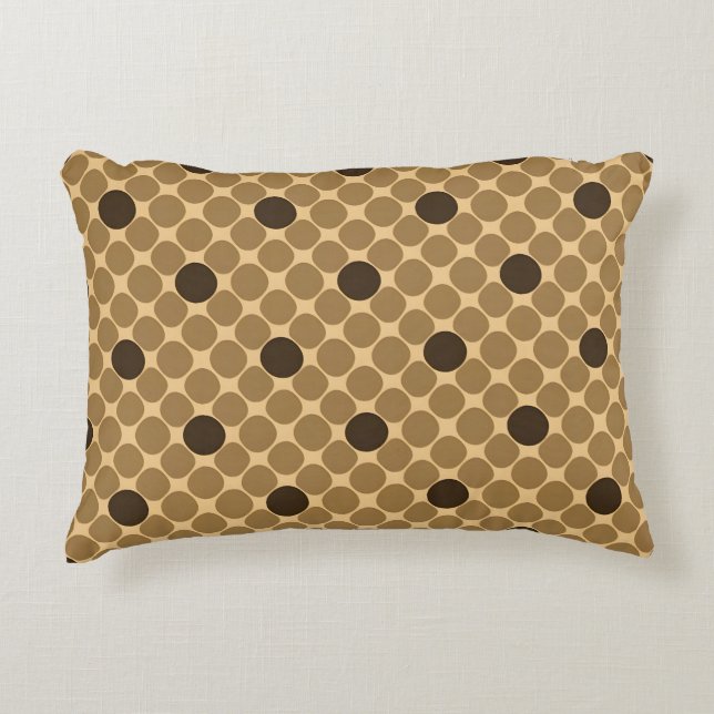 Geometric Brown Pattern with Circles Decorative Cushion (Front)