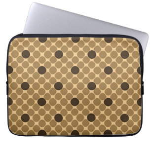 Geometric Brown Pattern with Circles Laptop Sleeve