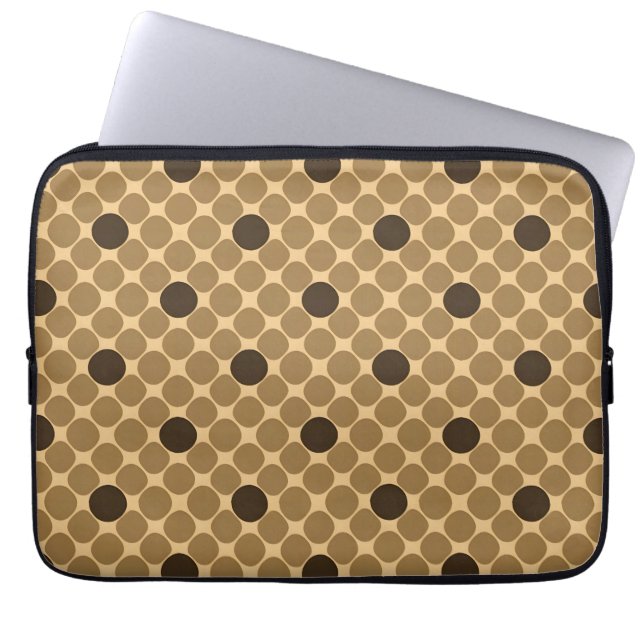 Geometric Brown Pattern with Circles Laptop Sleeve (Front)
