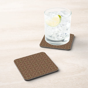 Geometric Brown Square  Coaster